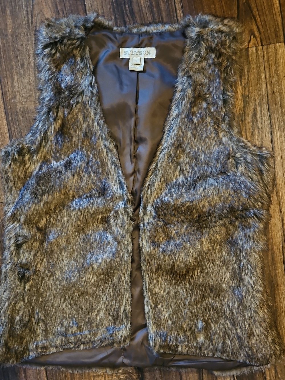 Stetson Women's Faux Fur Vest in Mixed Brown Tones Small Never Worn